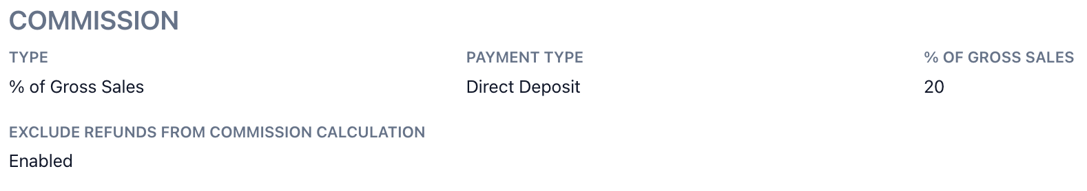 Direct deposit commission view